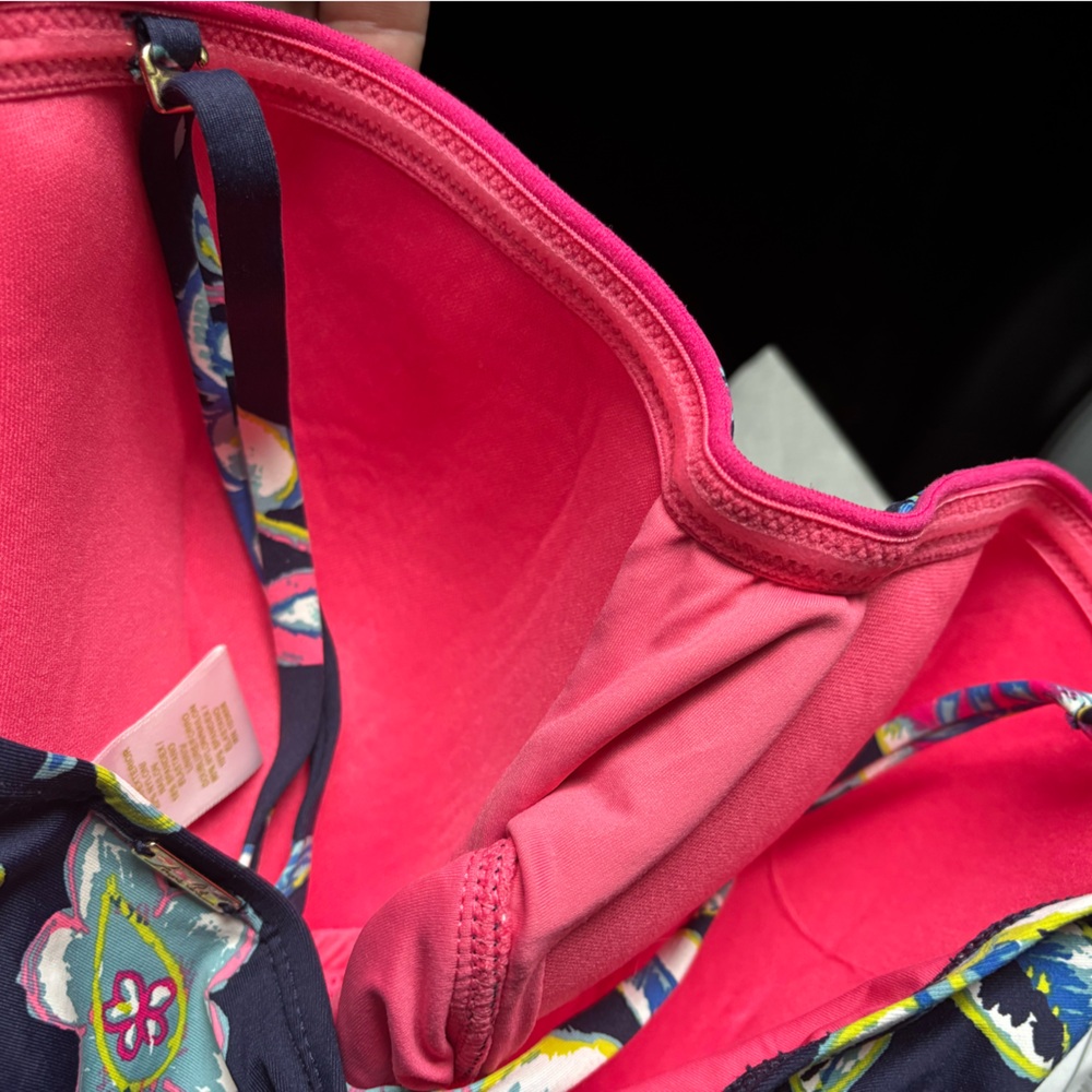 Anne Cole Blue and Pink Floral One Piece Swimsuit - Picture 6 of 6